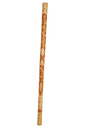 Wooden folk music instrument. Hand carved on a white background. It is used today in the folk customs.の写真素材