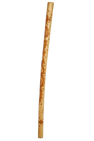 Wooden folk music instrument. Hand carved on a white background. It is used today in the folk customs.の写真素材