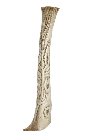 The bones folk music instrument. Hand carved on a white background. It is used today in the folk customs.の写真素材