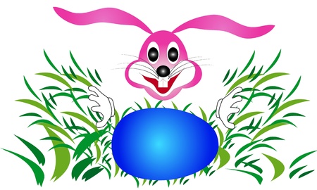 Easter bunny rabbit looking for eggs in the grass-illustration is suitable for further treatmentのイラスト素材