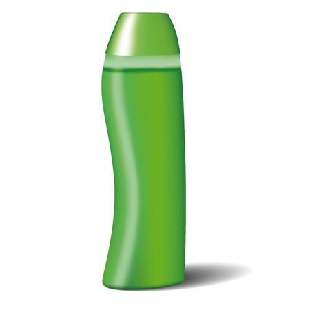 Green plastic bottle of shampoo on white backgroundのイラスト素材