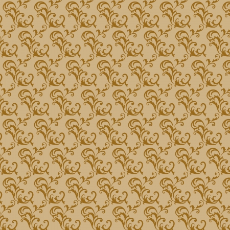 Interesting retro wallpaper in the old style brown swirls patterns on a pale backgroundのイラスト素材