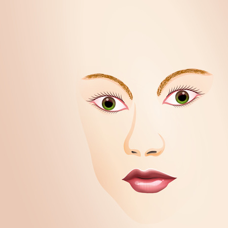 Delicate closeup portrait of young woman with green eyesのイラスト素材