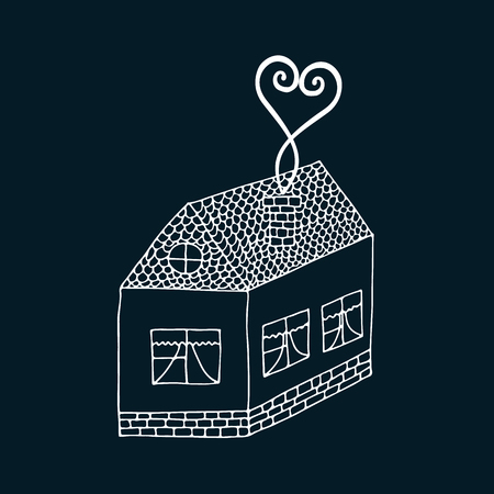 House sketch vector illustration of isolated cartoon house.のイラスト素材
