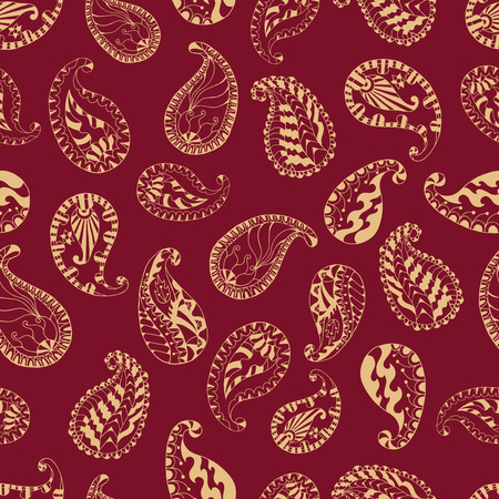 Ethnic Indian paisley seamless pattern. Orient traditional background. Invitation, t-shirt print, wedding card, scrapbooking.のイラスト素材
