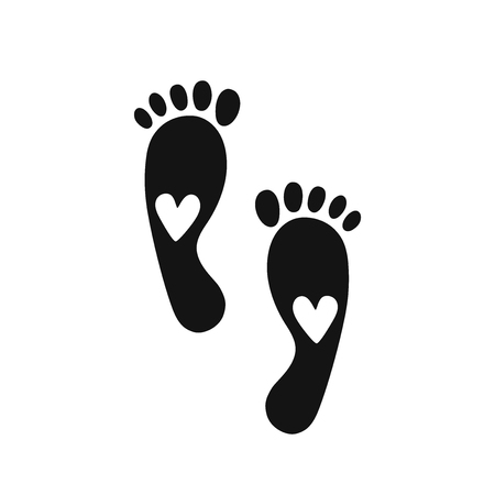 Footprint vector icon with heart. Illustration isolated on white background.のイラスト素材