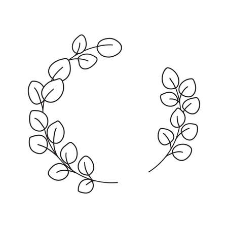 Hand drawn eucalyptus wreath vector illustration isolated on white background.のイラスト素材