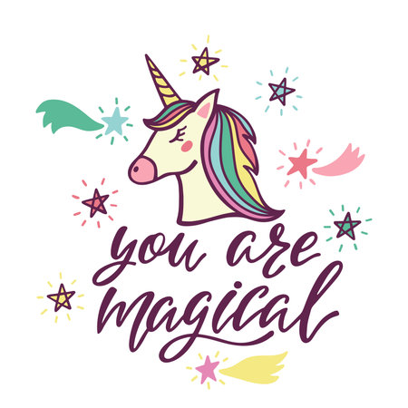 You are magical. Inspirational quote about magic.のイラスト素材