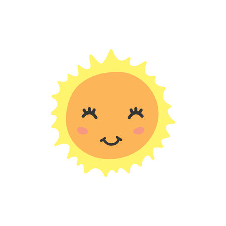 Cute cartoon sun. Baby vector illustration isolatedのイラスト素材