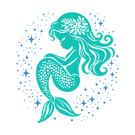 A colorful illustration of a mermaid, showcasing the whimsical underwater fantasy.のイラスト素材