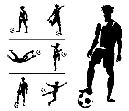 football soccer player in actionのイラスト素材