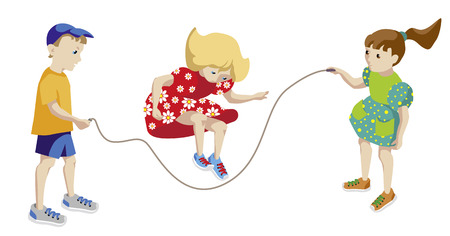 Children playing jumping ropeのイラスト素材