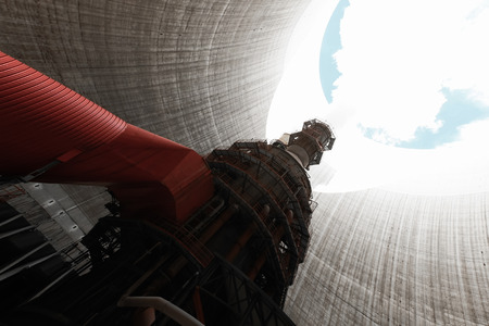 a thermal power station the part of his cooling-tower, insideの写真素材