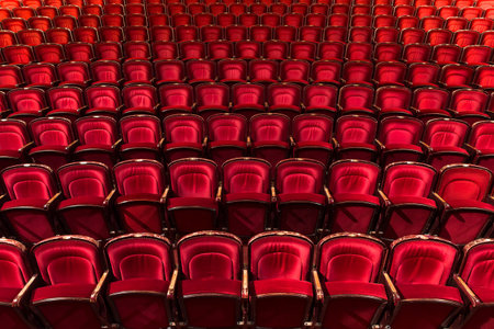 an old theater auditorium, interior, poor lightの写真素材