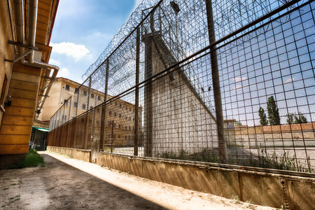soccer field fence in jailのeditorial素材