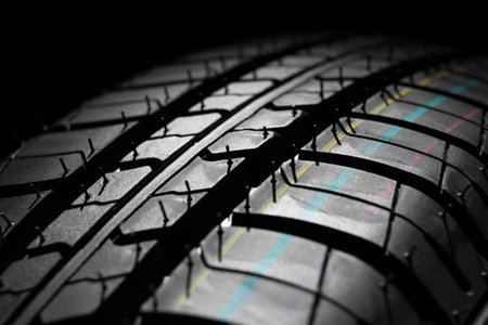 a new car the pattern of rubber, close, detail