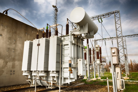 a high voltage distribution equipment station, detail