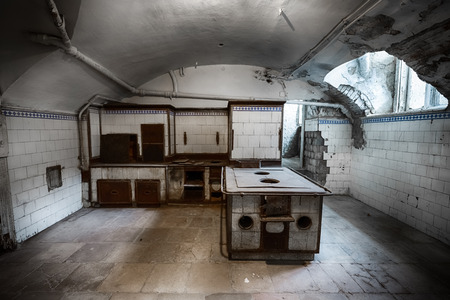 kitchen in the basement of an old buildingの写真素材