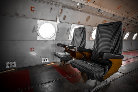 an old outdated passenger air inside, detailの写真素材