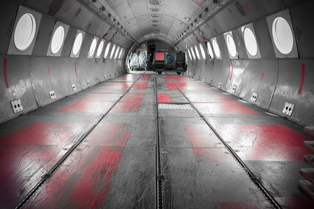 an old one an airliner, empty inside became obsolete
