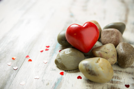 a red stone heart, valentine day, decoration