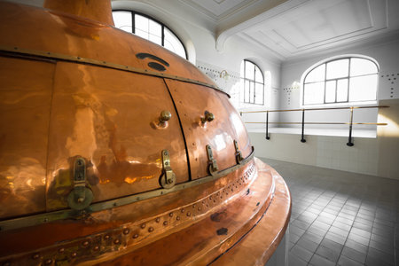 a brewery building interior, container cooking potsのeditorial素材