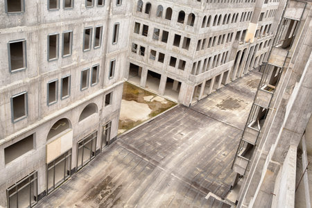 an unfinished residential complex, concrete structure, HDR image
