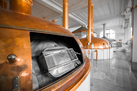 a brewery building interior, container cooking potsのeditorial素材