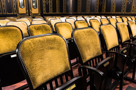 wood chairs in an old theaterのeditorial素材