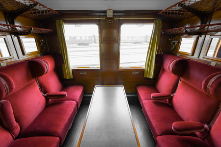 an last century rail car antique interiorのeditorial素材