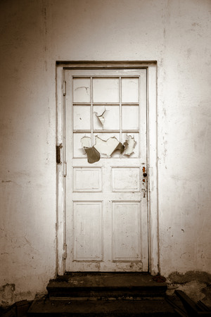 old door white wallの写真素材