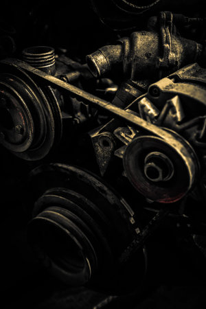 old rusted car engine