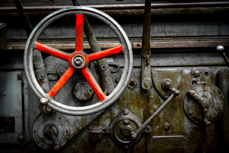 industrial machines in a old factoryの写真素材