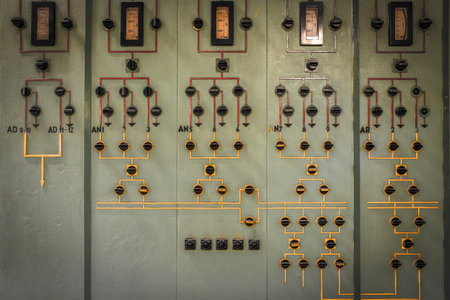 old industrial electronics switch cupboard