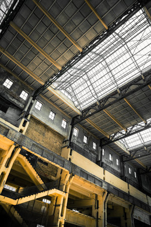 old empty industrial building interiorの写真素材