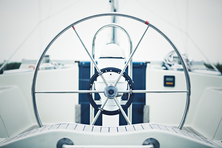 a modern sailing yacht steering wheels, detailの写真素材