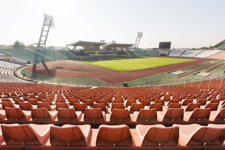 empty interior of an old sports stadiumのeditorial素材