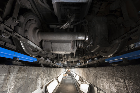 a metro vehicle the repair pit of a corrective stationのeditorial素材
