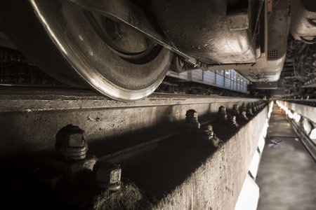 a metro vehicle the repair pit of a corrective station