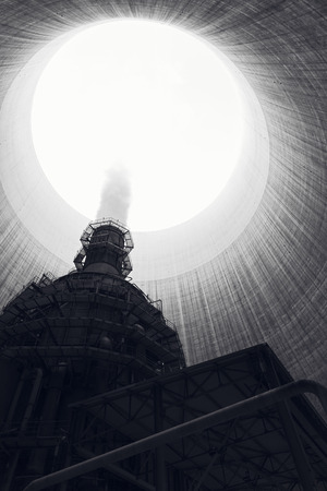 a thermal power station the part of his cooling-tower, insideのeditorial素材