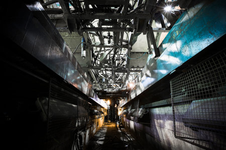 an internal inspection pit of bus chassis structureのeditorial素材