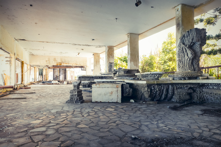 abandoned building, old dinning roomの写真素材