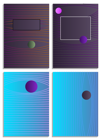 Posters with abstract forms, geometric style 80's, memphis. Retro-art for covers, banners, flyers and posters. Vector illustration.のイラスト素材