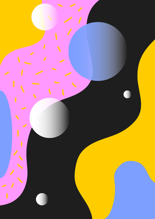 Posters with abstract forms, geometric style 80's, memphis. Retro-art for covers, banners, flyers and posters. Vector illustrationのイラスト素材