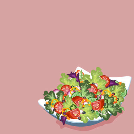 Salad Vector culinary collection background with place for your textのイラスト素材