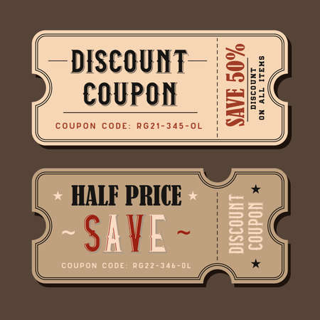 Discount Coupon, sale, voucher, tag. Vintage Style.のイラスト素材