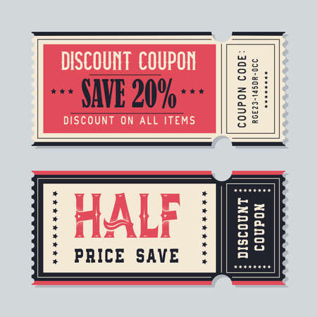 Discount Coupon, sale, voucher, tag. Vintage Style.のイラスト素材