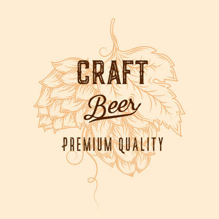 Craft beer poster. Vector pub template with hops and wheat.のイラスト素材