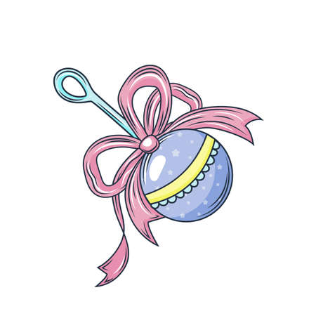 rattle baby toy with bow ribbon isolated icon vector illustration designのイラスト素材