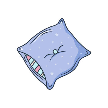 Pillow icon in flat style isolated on white background. Sleep and rest symbol stock vector illustration.のイラスト素材